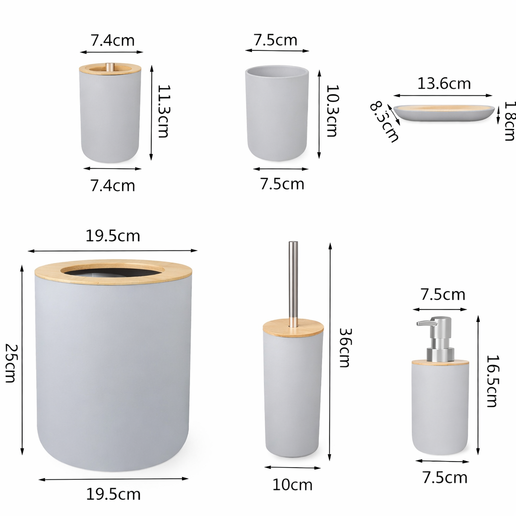 Set de accesorios para lucir un baño elegante y organizado