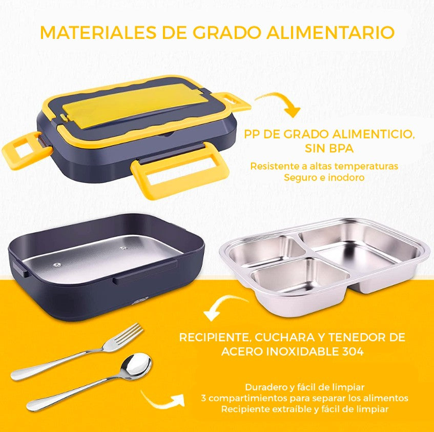 Comida caliente en cualquier lugar con la lonchera metálica eléctrica