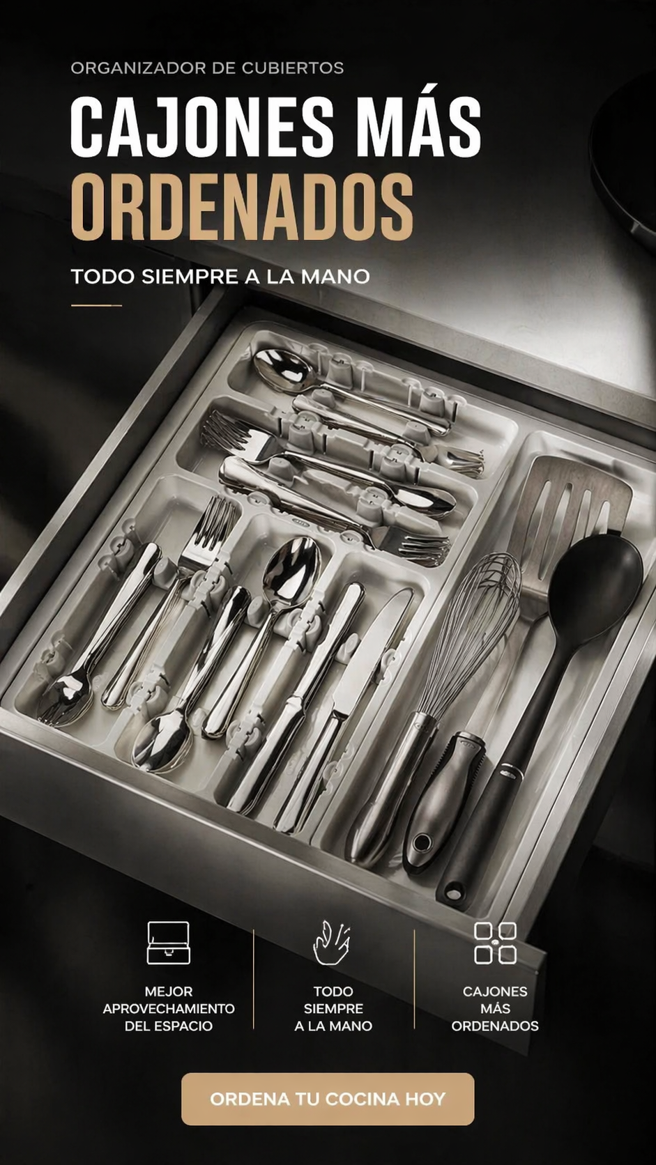Organiza tu cocina con el organizador de cubiertos