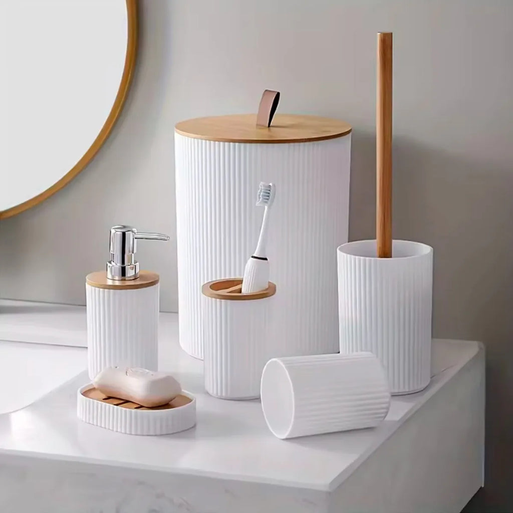 Set de accesorios para lucir un baño elegante y organizado