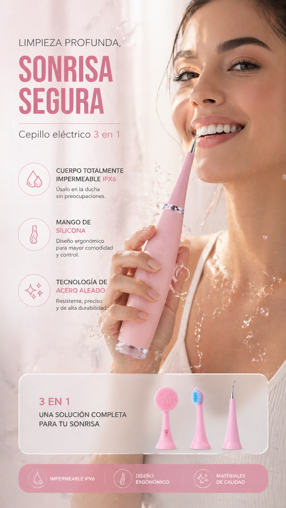 Cepillo de dientes eléctrico 3 en 1